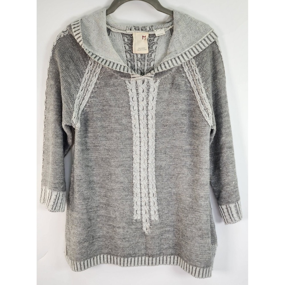 Anthropologie Far Away From Close Women's M Boho Lightweight Hooded Linen Wool - Picture 1 of 10
